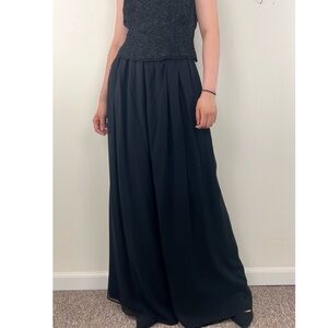 Vintage Carmen Marc Valvo Black Wide-Leg Silk Pants Trousers